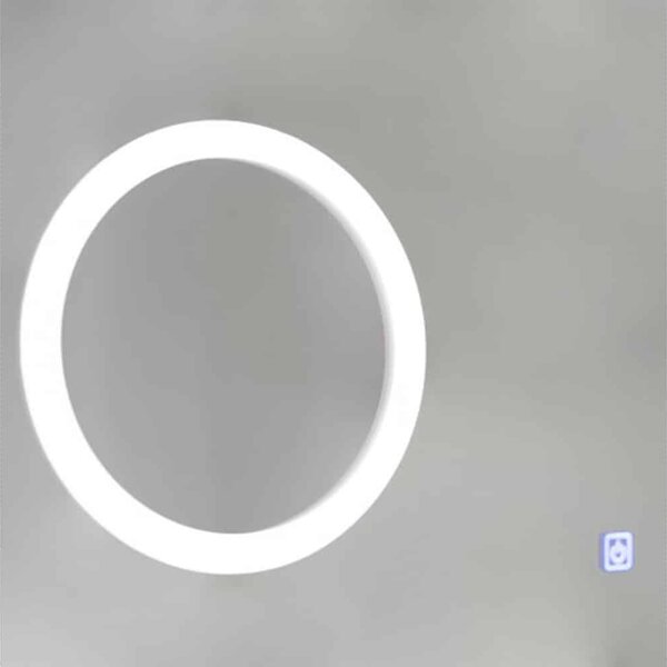 Oglindă lemn masiv cu Ceas Iluminare LED si Lupa Touch 80x60cm / 100x70cm - 80x60cm