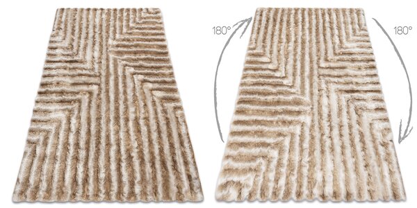 Covor FLIM 010-B1 modern shaggy, labirint - structural bej