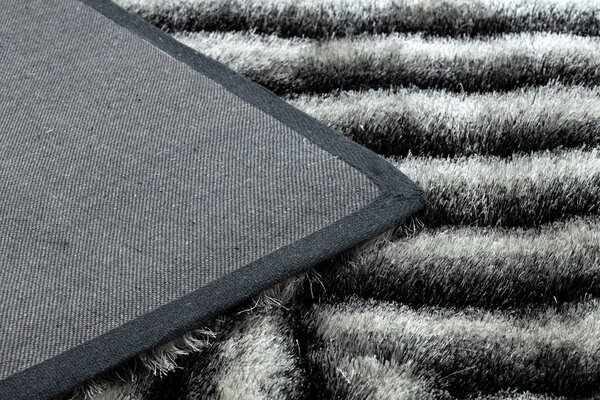Covor FLIM 010-B3 modern shaggy, labirint - structural fekete / szürke