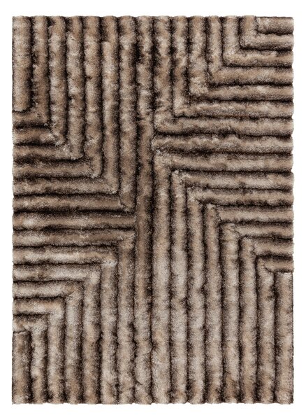 Covor FLIM 010-B7 modern shaggy, labirint - structural maro