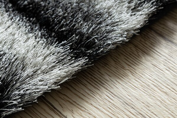 Covor FLIM 010-B3 modern shaggy, labirint - structural fekete / szürke