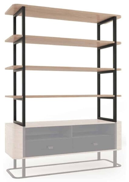 Etajeră lemn masiv natur Suspendată Galen Negru-, 150,8 × 40,2 × 140,4 cm
