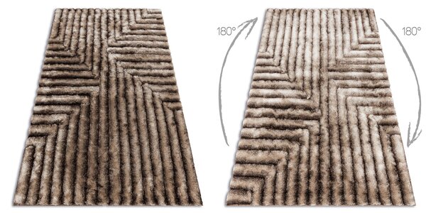 Covor FLIM 010-B7 modern shaggy, labirint - structural maro