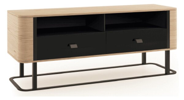 Comodă TV lemn masiv natur Galen II Negru-, 150,8 × 40,2 × 59,6 cm