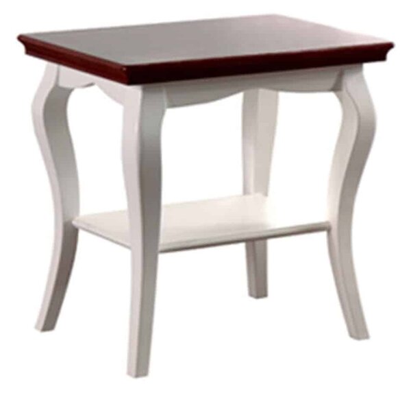 Masă lemn masiv nuc Noptieră Milan Alb-, 50 × 35 × 49 cm