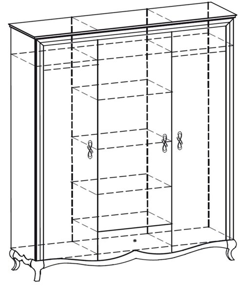 Dulap lemn masiv nuc Milan 3 Uși Alb-, 164,2 × 62,5 × 209,5 cm