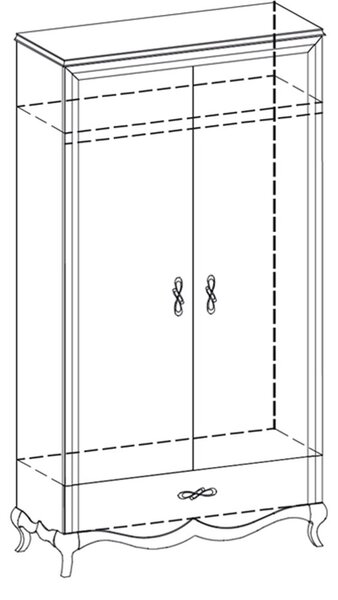 Dulap lemn masiv nuc Milan 2 Uși Alb-, 114 × 62,5 × 209,5 cm