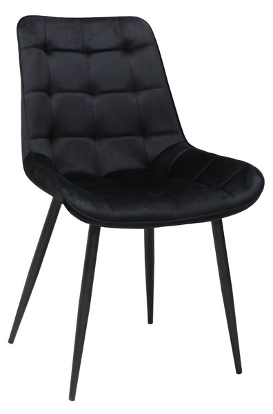 Set Masă Extensibilă Bucătărie / Dining Carla Negru Marmorat 134–174 × 80 × 75 cm cu 6 Scaune Onix Negru, Tapițate, Picioare Metalice Negre