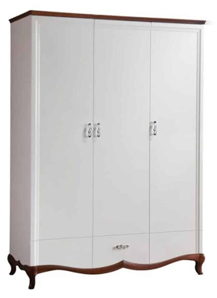Dulap lemn masiv nuc Milan 3 Uși Alb-, 164,2 × 62,5 × 209,5 cm