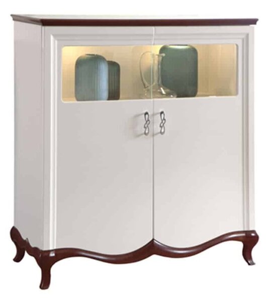 Bufet lemn masiv nuc Milan I Alb-, 114 × 46,5 × 123 cm