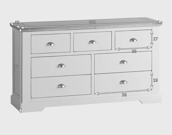 Comodă lemn masiv gri Ives III Personalizabilă, 141 × 43 × 77 cm
