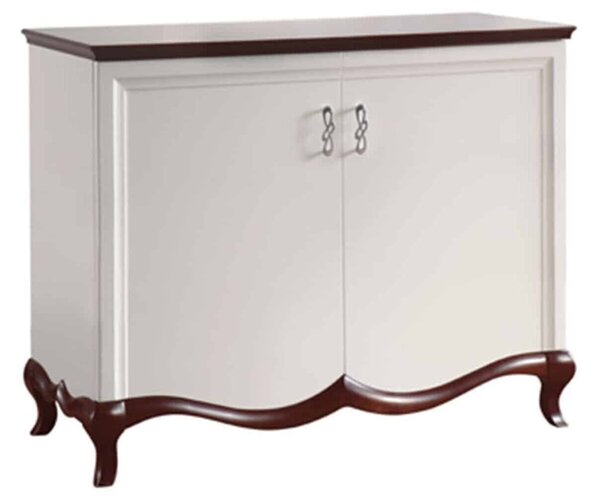 Comodă lemn masiv nuc Milan I Alb-, 114 × 46,5 × 90,2 cm