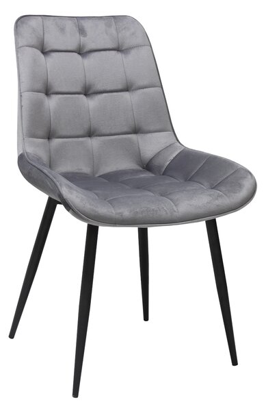 Set Masă Extensibilă Bucătărie / Dining Carla Negru Marmorat 134–174 × 80 × 75 cm cu 6 Scaune Onix Gri, Tapițate, Picioare Metalice Negre