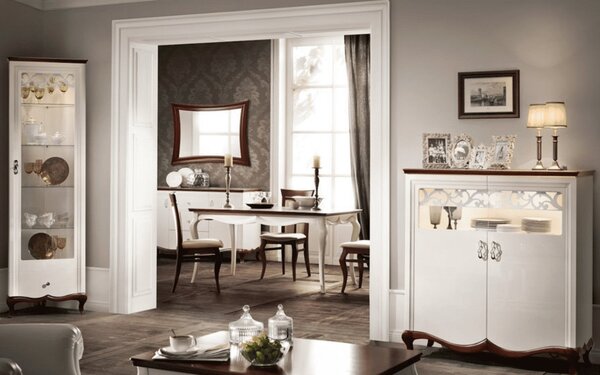 Bufet lemn masiv nuc Milan II Alb-, 164,2 × 46,5 × 123 cm