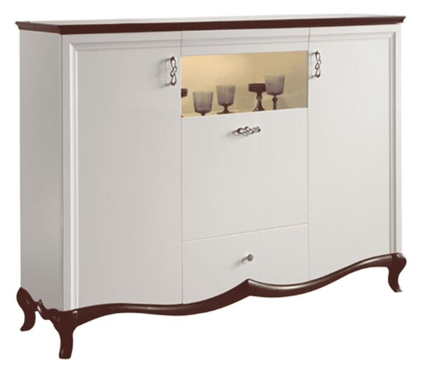 Bufet lemn masiv nuc Milan II Alb-, 164,2 × 46,5 × 123 cm