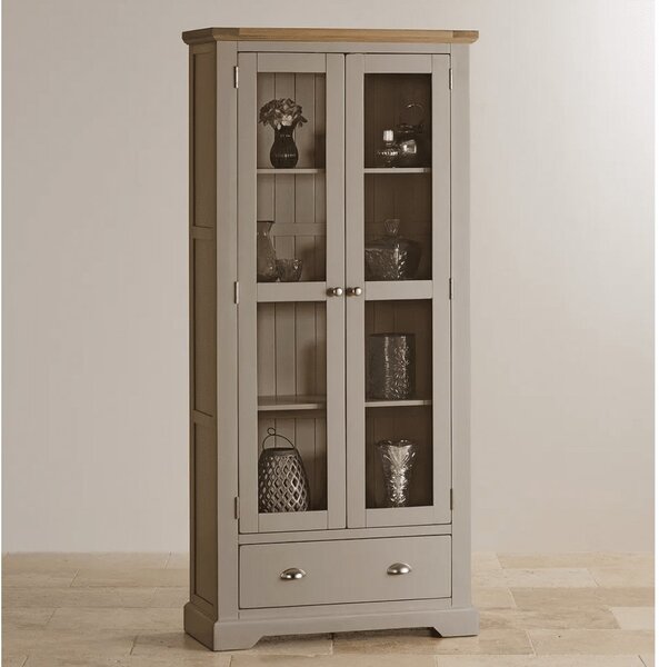Vitrină lemn masiv gri Ives II Personalizabilă, 87 × 36 × 189 cm