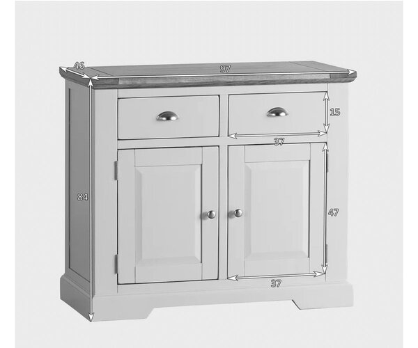 Bufet lemn masiv gri Ives II Personalizabilă, 97 × 46 × 84 cm