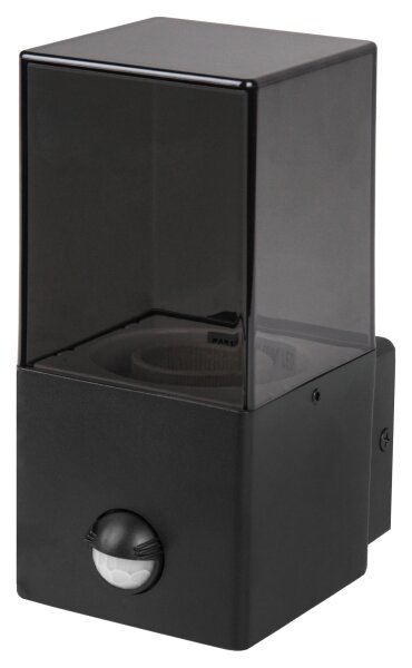 Aplica de perete pentru exterior cu senzor, 1xE27/40W/230V, IP44, negru/fumuriu