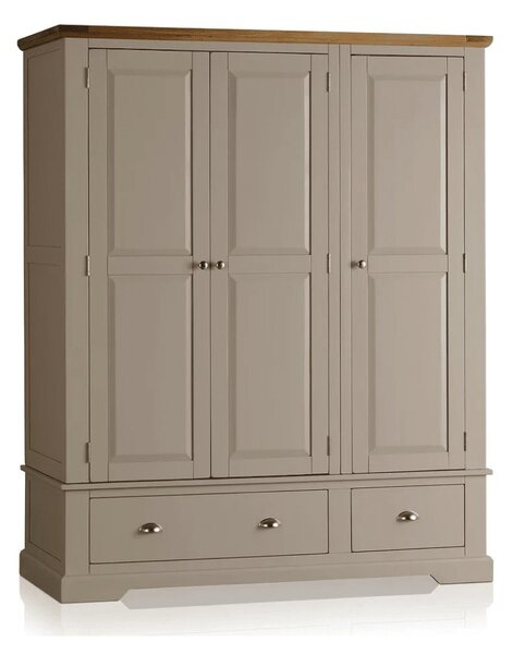 Dulap lemn masiv gri Ives 3 Uși Personalizabil, 154 × 66 × 189 cm