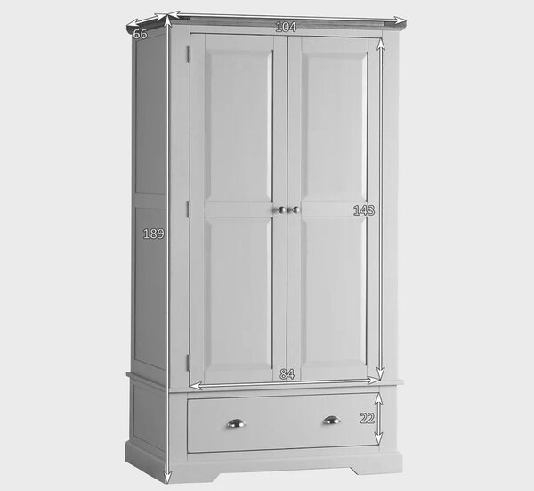 Dulap lemn masiv gri Ives Personalizabil, 104 × 66 × 189 cm