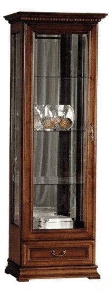 Vitrină lemn masiv nuc Ravino II, 71,4 × 47,5 × 207,9 cm
