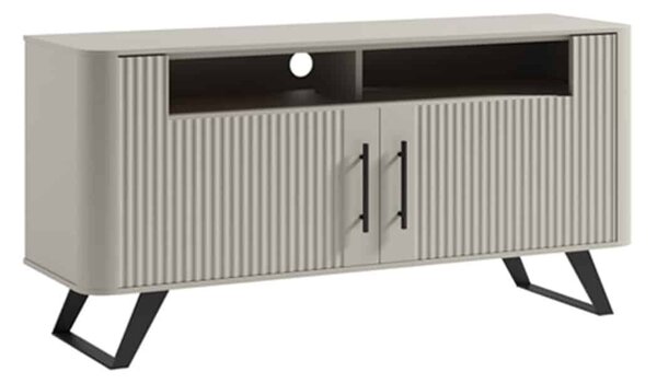 Comodă TV lemn masiv crem Santiago I, 134,2 × 39,7 × 65 cm