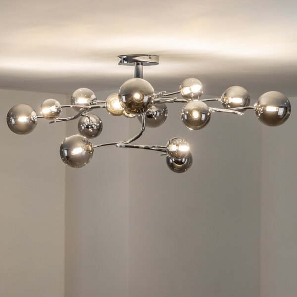Brilagi - Lustră LED aplicată MISTEL 15xG9/3W/230V crom negru/fumuriu