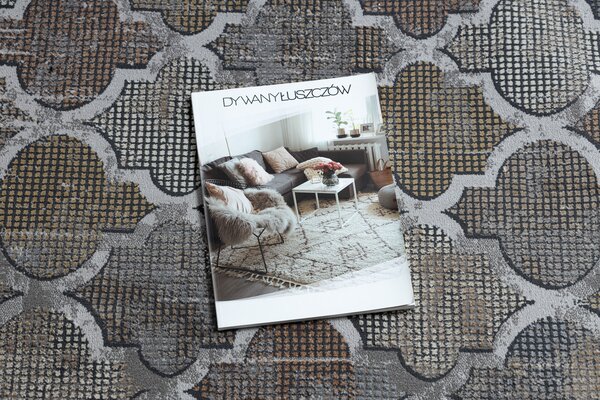 Covor LUCE 75 modern marocani Trellis vintage - structural gri / muştar