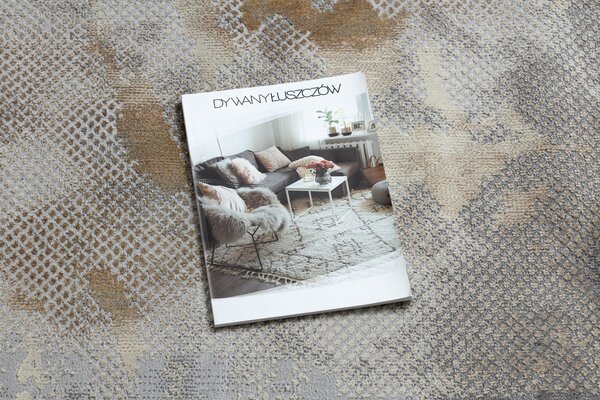 Covor LUCE 77 modern cadru vintage - structural gri / muştar