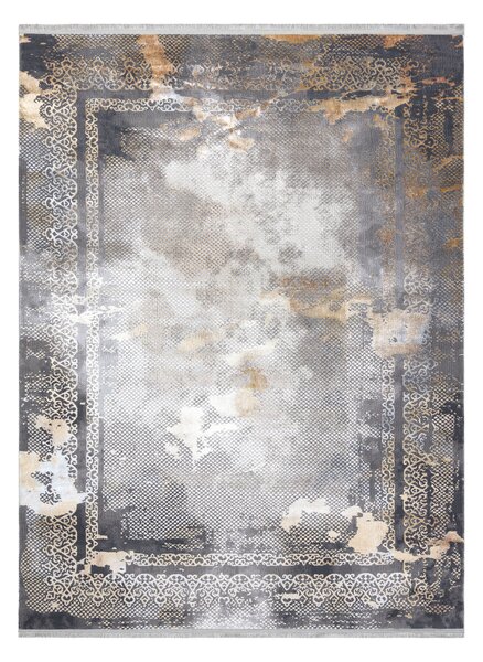 Covor LUCE 77 modern cadru vintage - structural gri / muştar
