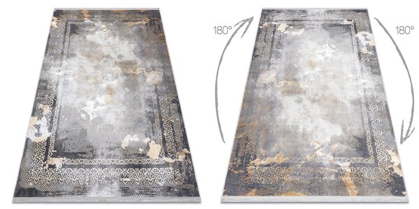 Covor LUCE 77 modern cadru vintage - structural gri / muştar