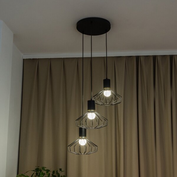 Pendul pe cablu SOLANO 3xE27/15W/230V negru/auriu