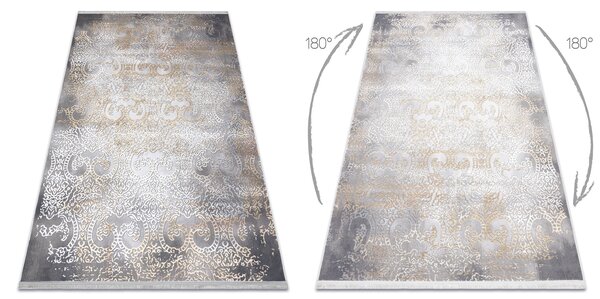 Covor LUCE 84 modern ornament vintage - structural gri / muştar