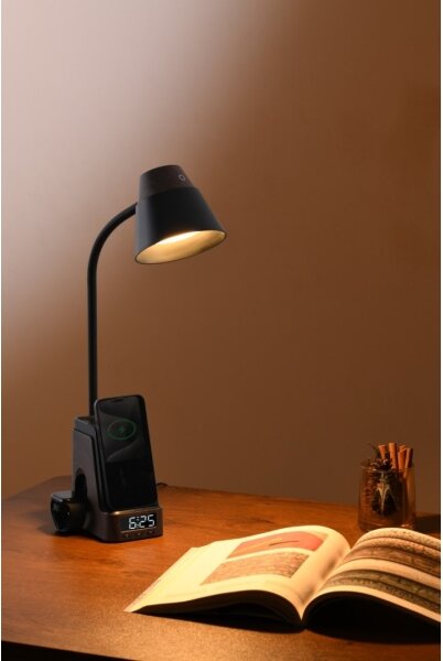Immax 08999L - Lampă de birou LED+CCT cu dimmer, cu încărcare wireless QI, IDEAL LED/8W/230V, maro
