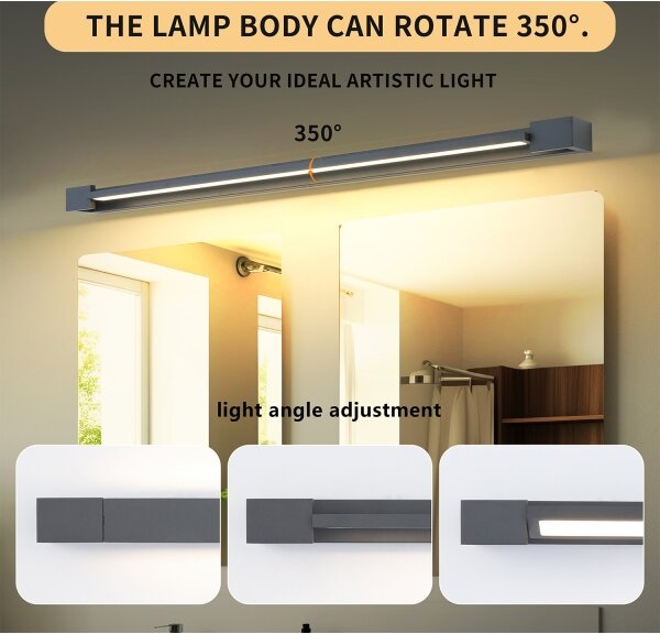 Brilagi-LED Lumină LED pentru oglindă de baie AQUA LINE, 36 W, 230 V, 120 cm, IP44, antracit