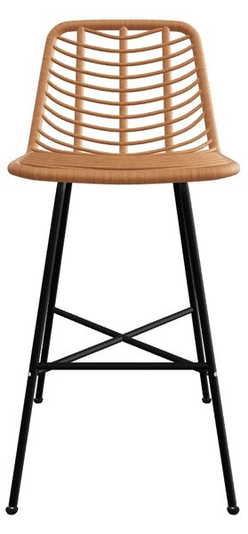 Scaun bar H97, negru/stejar, rattan sintetic/otel, 47x57x113 cm
