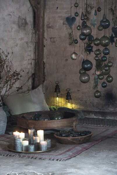 IB Laursen Lumanare verde coloana RUSTIC CANDLE GREEN 7,5 cm
