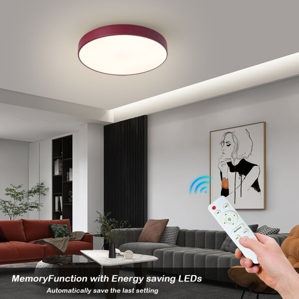 Brilagi-LED Plafonieră LED POOL, dimmabilă, 48W/230V, 3000-6000K, 40 cm, burgund + telecomandă