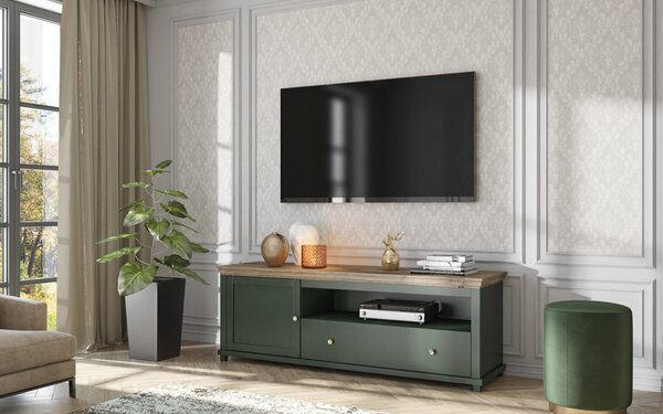 Comodă TV lemn masiv Jardon Grafit, 181 × 49 × 61 cm