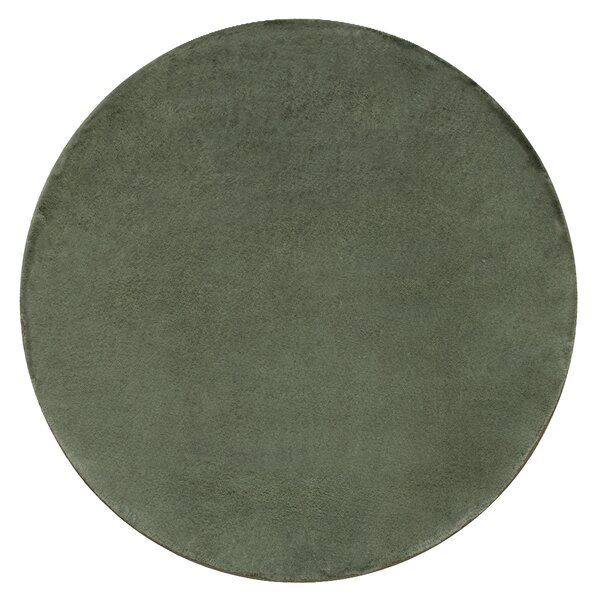 Covor lavabil modern POSH cerc shaggy verde, pluș anti-alunecare