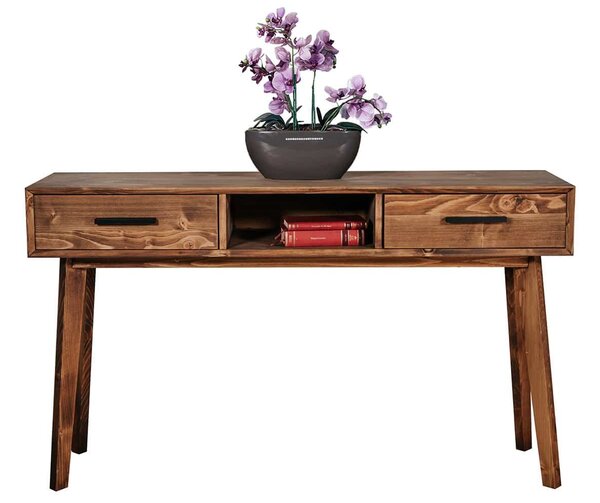 Consolă lemn masiv Timeless 2 Sertare 1 Nișă Whisky, 138 × 38 × 80 cm