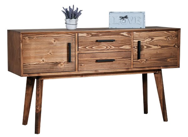 Consolă lemn masiv Timeless 2 Sertare 2 Uși Whisky, 138 × 38 × 80 cm