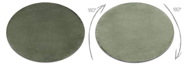 Covor lavabil modern POSH cerc shaggy verde, pluș anti-alunecare
