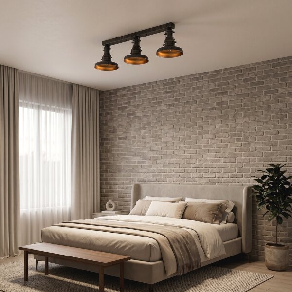 Brilagi - Plafonieră PYRONIC 3xE27/40W/230V bronz/patină