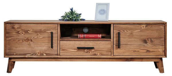 Comodă TV lemn masiv Timeless 1 Sertar 2 Uși 1 Nișă Whisky, 146 × 40 × 48 cm