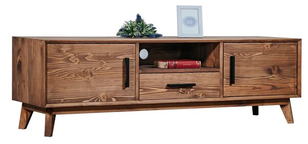 Comodă TV lemn masiv Timeless 1 Sertar 2 Uși 1 Nișă Whisky, 146 × 40 × 48 cm