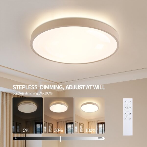 Brilagi - Corp de iluminat LED dimabil GLASS POOL DOUBLE LED, 80W, 230V, 60 cm, bej + telecomandă