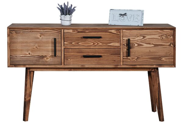Consolă lemn masiv Timeless 2 Sertare 2 Uși Whisky, 138 × 38 × 80 cm