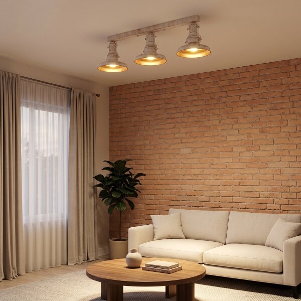 Brilagi - Plafonieră PYRONIC 3xE27/40W/230V crem/patină