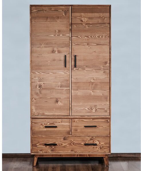 Dulap lemn masiv Timeless 3 Sertare 2 Uși Whisky, 100 × 55 × 200 cm